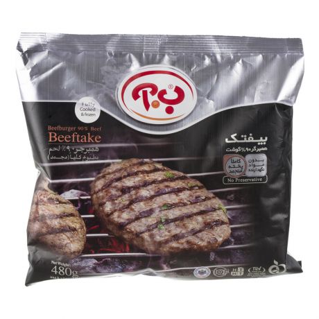 بیفتک همبرگر گوشت 90 درصد ب.آ 480 گرم
