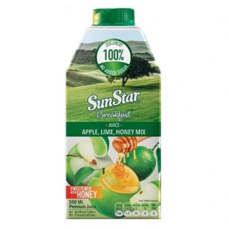 آبمیوه مخلوط سیب , لیمو و عسل سان استار 500 میلی لیتر