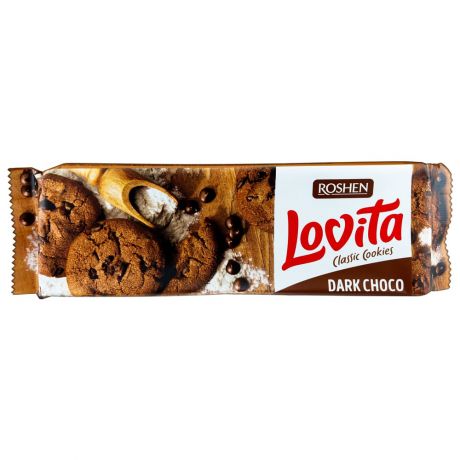 کوکی کلاسیک لاویتا Lovita با تکه های شکلات تلخ روشن 150 گرم