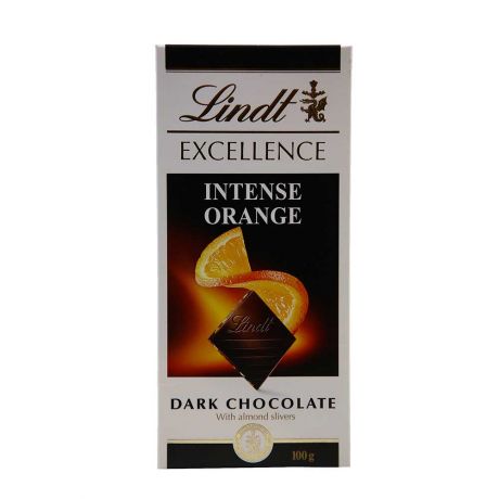 شکلات تلخ Lindt لینت با تکه های پرتقال و بادام 100 گرم