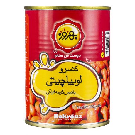 کنسرو لوبیا چیتی با سس گوجه فرنگی بهروز 380 گرمی