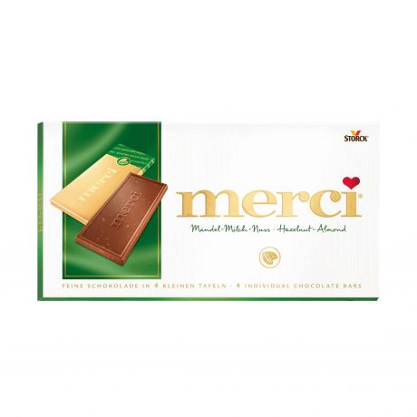 شکلات فندق و بادام مرسی merci حجم 100 گرم