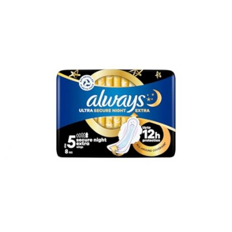 نوار بهداشتی آلویز always مدل Ultra Secure Night Extra سایز 5 بسته 8 عددی ویژه شب