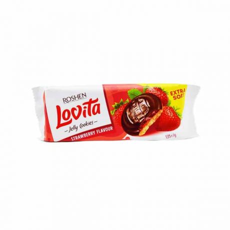 کوکی ژله ای لاویتا روشن Roshen با طعم توت فرنگی 135 گرم