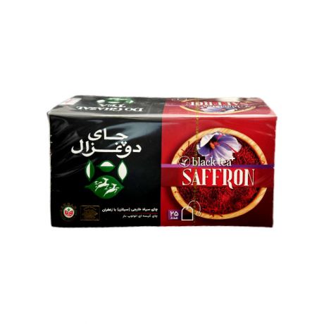 چای سیاه کیسه ای زعفرانی دوغزال بسته 25 عددی