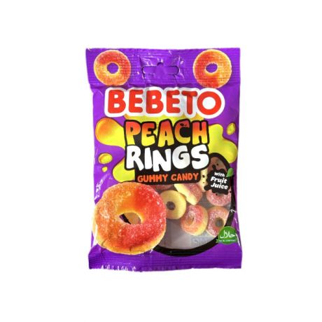 پاستیل شکری حلقه ای ببتو Bebeto با طعم هلو 80 گرم