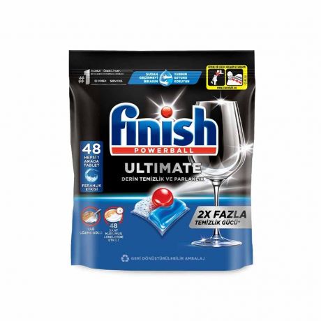 قرص ماشین ظرفشویی پاوربال فینیش Finish مدل Ultimate بسته 48 عددی