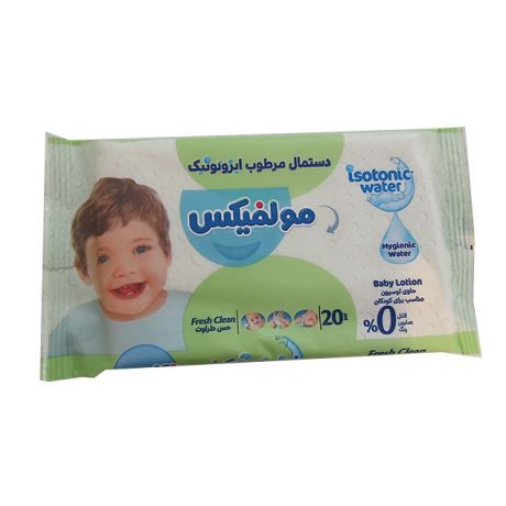 دستمال مرطوب ایزوتونیک حس طراوت مولفیکس 20 عددی