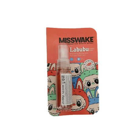 اسپری خوشبوکننده دهان MISSWAKE Labubu میسویک با رایحه آدامس بادکنکی 30 میلی 