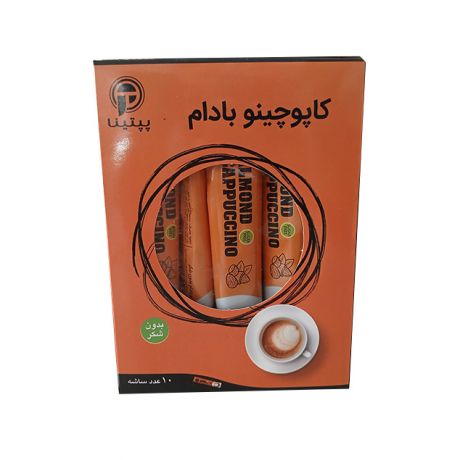پودر کاپوچینو با طعم بادام پپتینا (بدون شکر) بسته 10 ساشه