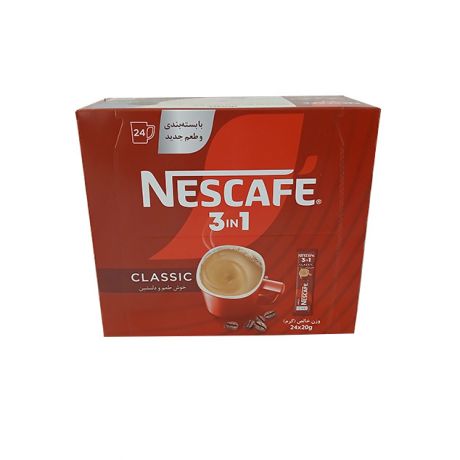 پودر مخلوط قهوه فوری کلاسیک 3 در 1 نسکافه 24 عددی