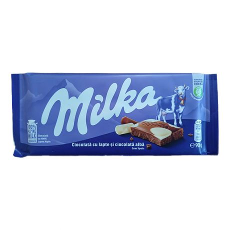 شکلات شیری و شکلات سفید milka میلکا 90 گرم
