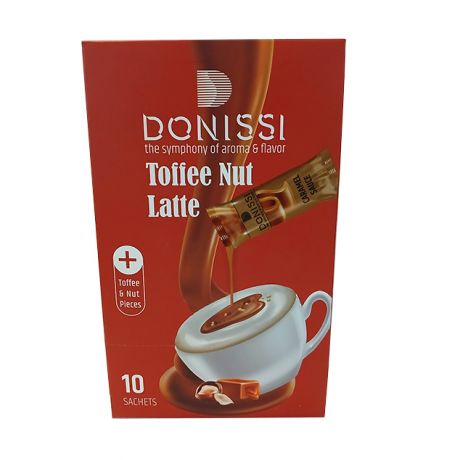 پودر قهوه فوری لاته DONISSI دونیسی با تکه های آجیل و تافی 10 ساشه