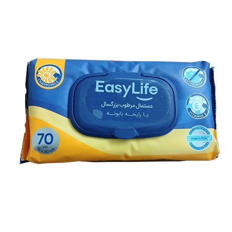 دستمال مرطوب بزرگسال با رایحه بابونه ایزی لایف بسته 70 عددی