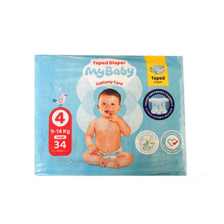 پوشک چسبی 4 سایز بزرگ مراقبت کامل مای بیبی 34 عددی