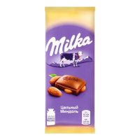 شکلات شیری میلکا با بادام کامل 90 گرمی