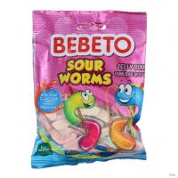 پاستیل ژل ای ببتو مدل Sour Worms وزن 80 گرم