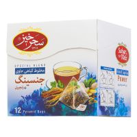 دمنوش مخلوط گیاهی جنسینگ و زنجبیل سحرخیز بسته 12 عددی