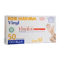 دستکش وینیل رز مریم سایز متوسط بسته 50 عددی